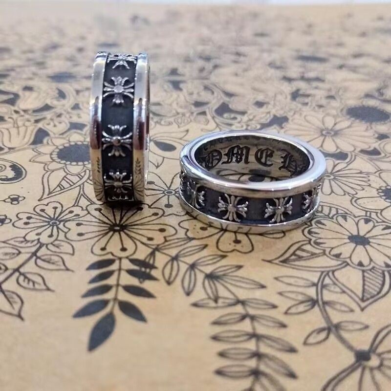 【nameip1.th】 Punk Titanium Steel Fashion Ring Men's and Women's Trendy Brand Retro Silve 【0501J0WXbm