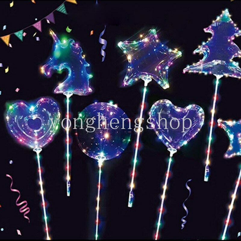 20 "LED String Light Luminous Bobo Bubble บอลลูนงานแต่งงานวันเกิดตกแต่ง Party Star Heart Unicorn บอล
