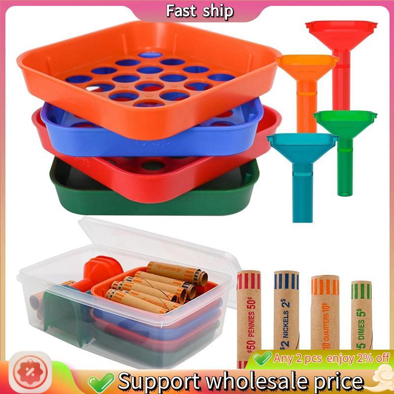Fast ship-Coin Wrappers Rolls(100 ชิ้น),เหรียญ Roller Crimping Tool & เหรียญ Sorter ถาด & นับหลอดเคา