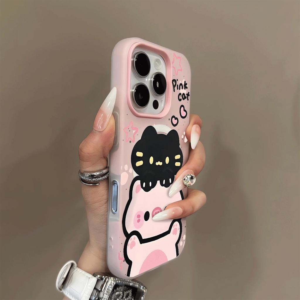 เคสไอโฟน 13 11 สำหรับ IPhone 16 15 12 14 17 Air Pro Max XR Max 7 8 หมูแมว แรงดึงดูดแม่เหล็ก GDCX317A