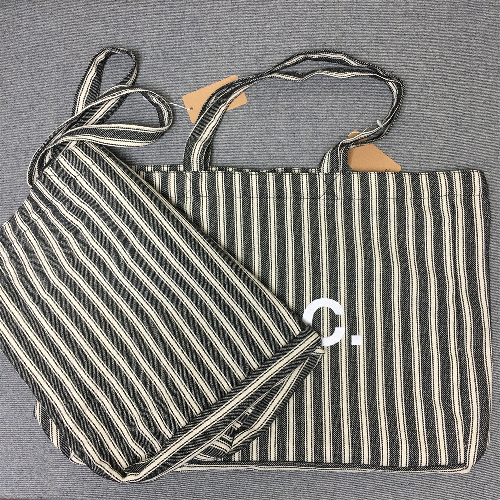 APC Vertical Stripe Shopping Bag Tote Bag One Shoulder Men Women Tote Canvas Bag