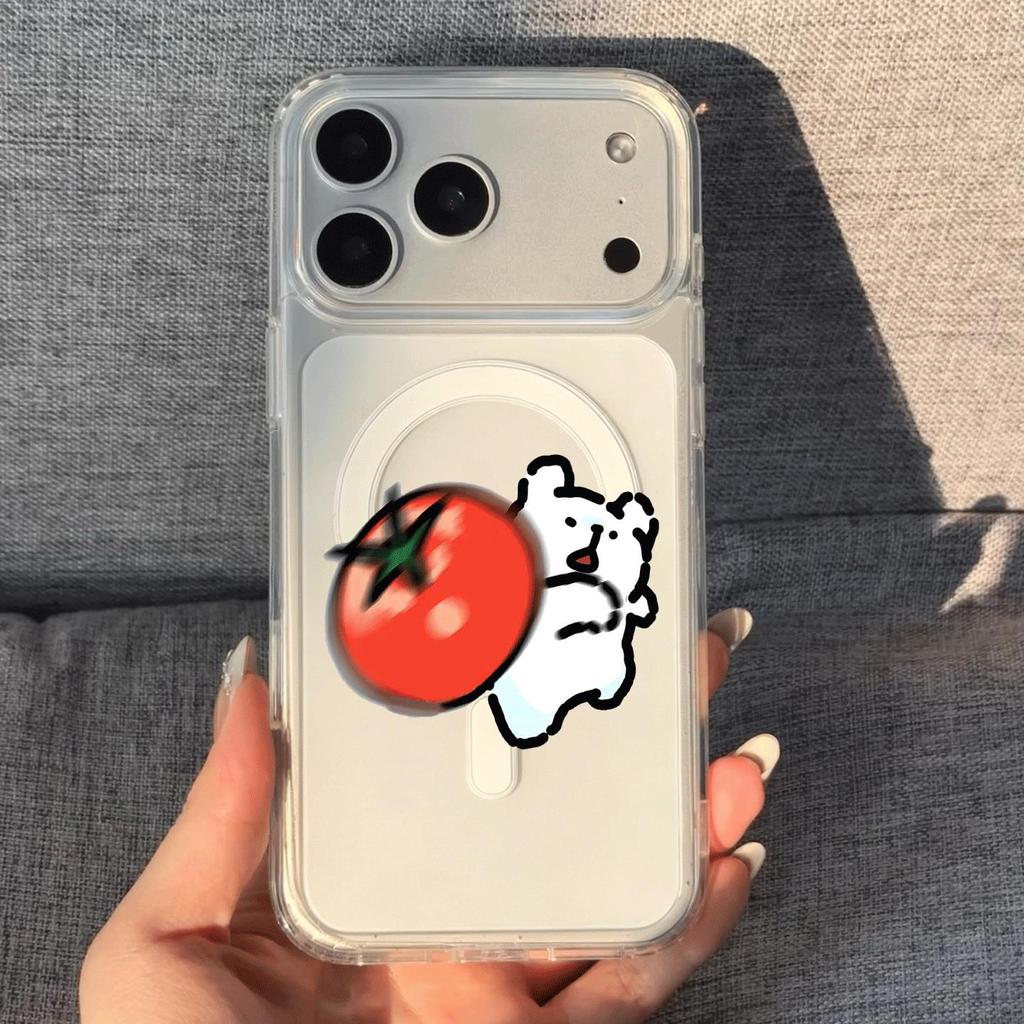 Drop tomato puppy iPhone 1716Pro15/14 simple 13/1211 case น่ารัก ins