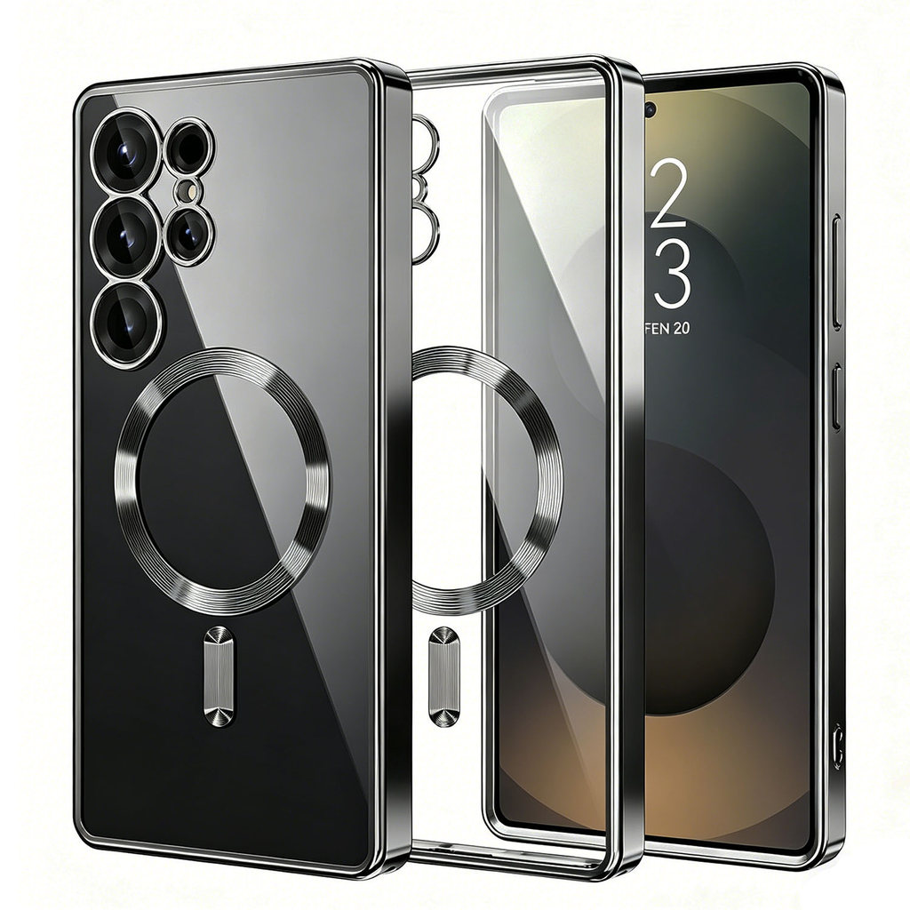 แม่เหล็กสําหรับ Samsung Galaxy S26 Edge S25 S24 S23 Plus S22 Ultra Case,,[ป้องกันกล้องเต็มรูปแบบ] ชุบกันกระแทก