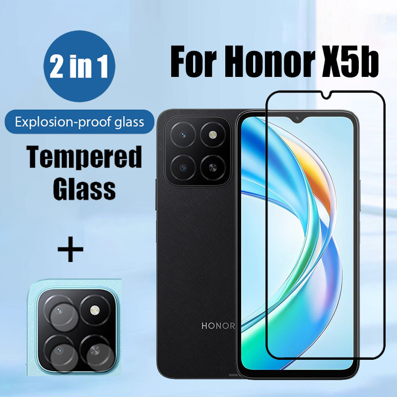 Honor X5b 2 in 1 กระจกนิรภัยป้องกันหน้าจอสําหรับ Honor X7c X6b X8b X7b X8c X5b Plus 4G ฟิล์มป้องกันก