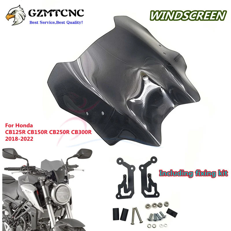 LY สำหรับ Honda 2018-2022 CB125R CB150R CB250R CB300R กระจกกระจกเมตร Visor ควันสีดำ Fairing รวมชุดยึ
