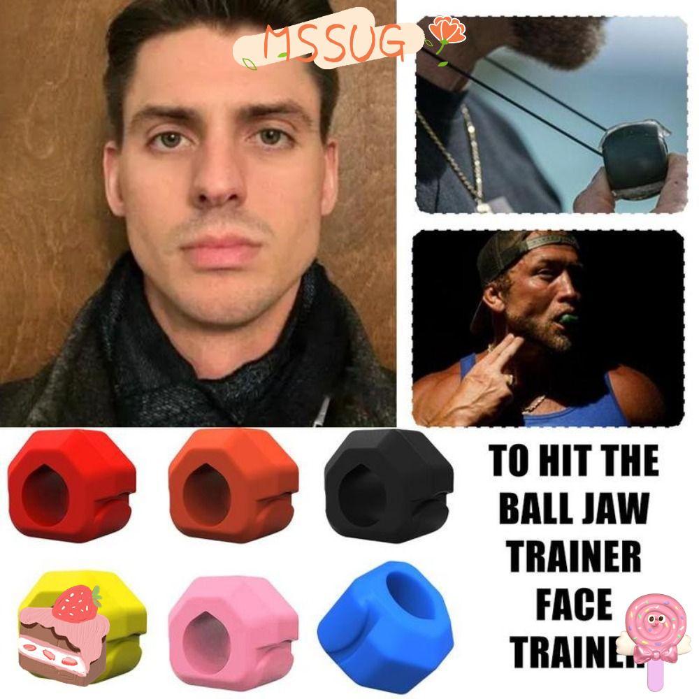 MSSUG Jawline Exerciser, BPA ฟรีซิลิโคน Jaw Trainer, Gum เม็ด Anti-stress Exerciser Shaper นวด Ball 