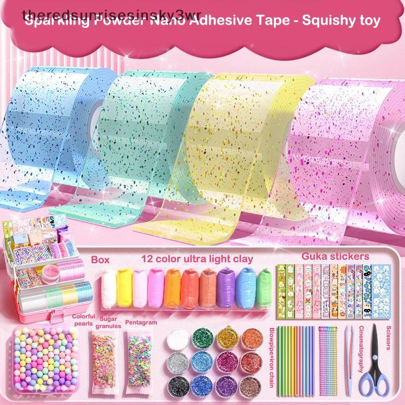 (the) DIY Craft Pinch Toy Making Blowable Bubble Tape Non-marking กาวสองหน้าสีนํากลับมาใช้ใหม่สูง Stiy Nano Tape (TH)