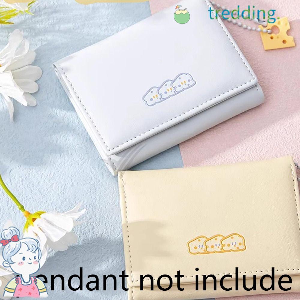 TREDDING491 กระเป๋าใส่เหรียญเงิน,3 พับ PU หนังบัตรเครดิต Holoder, Simple ชีสจี้ INS สไตล์กระเป๋าสตางค์กระเป๋าเงินสําหรับนักเรียนหญิงของขวัญ