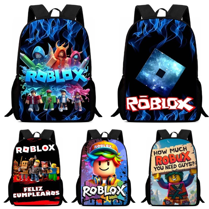 กระเป๋าเป้สะพายหลังเด็ก Roblox 3D การ์ตูน กระเป๋านักเรียนประถม ความทนทานสะดวกสบายความจุขนาดใหญ่ Backpack
