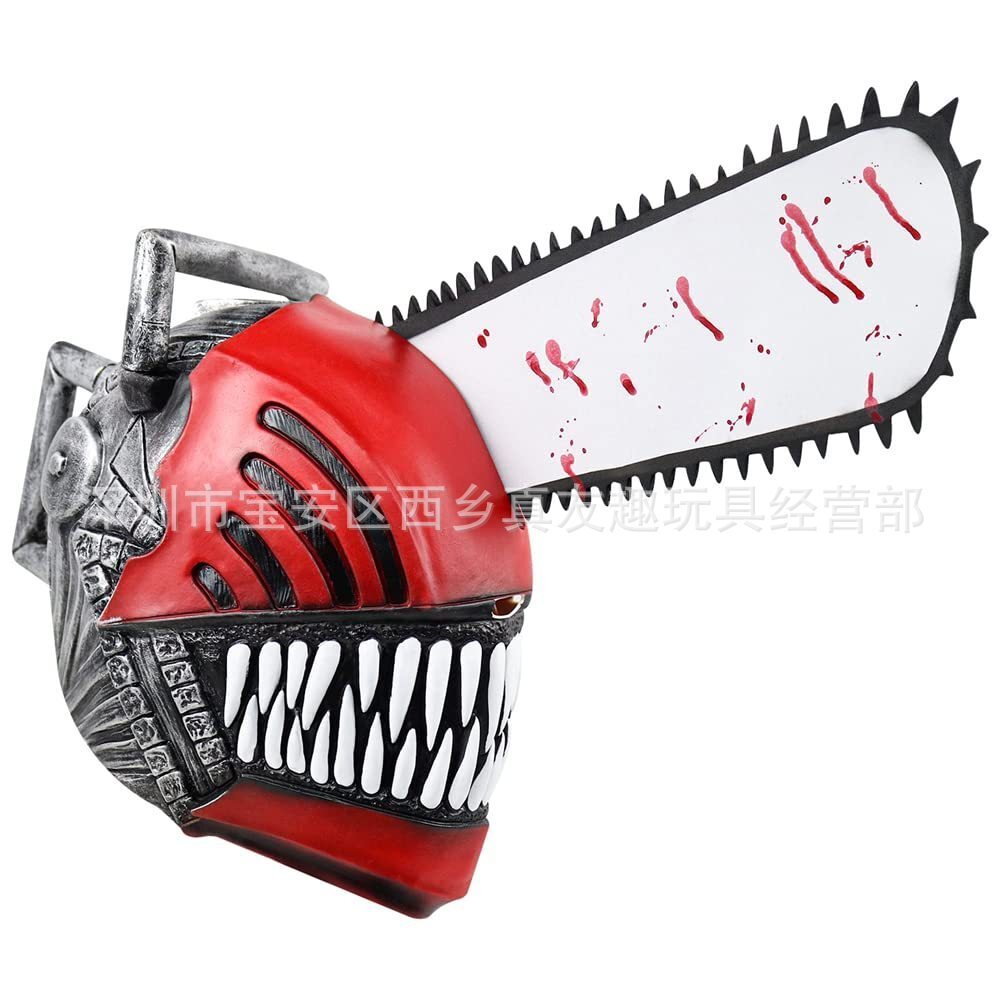 Chainsaw Man cos หมวกกันน็อคสยองขวัญหมวกฮาโลวีนคอสเพลย์ Pochita Full Face Mask Factory คลังสินค้าพร้อม