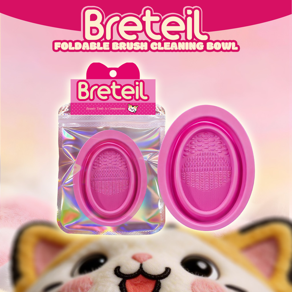 BRETEIL ชามซิลิโคนสำหรับทำความสะอาดแปรงแต่งหน้า - ดีไซน์พับได้ สำหรับทำความสะอาดแปรงแต่งหน้าและฟองน้ำแต่งหน้า BR-W11