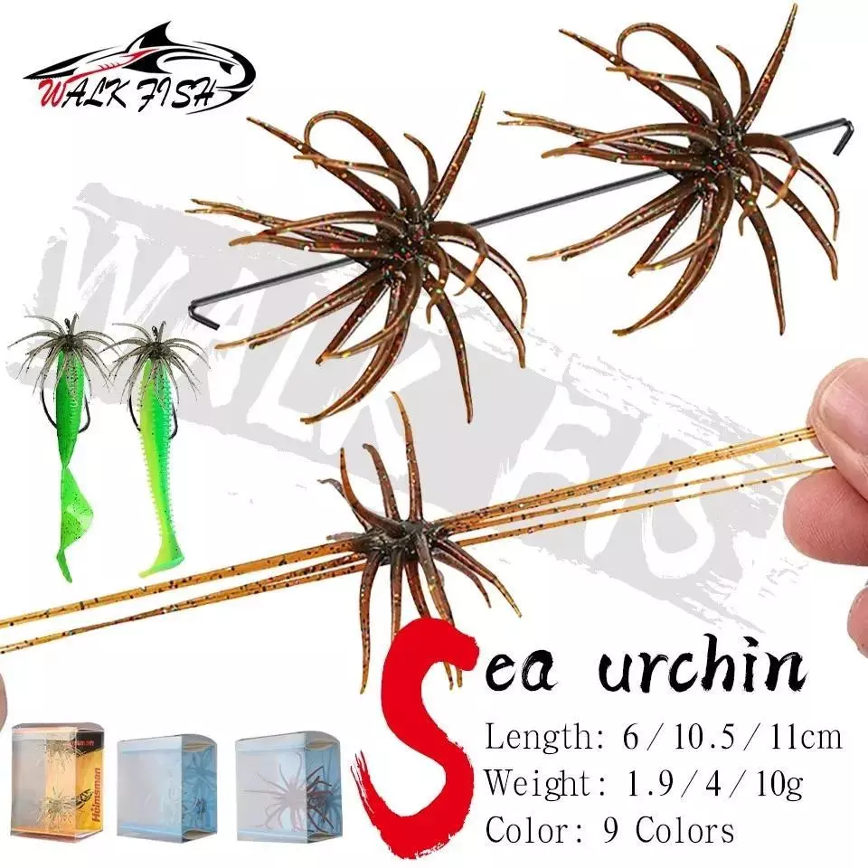 เดินปลา 6/10.5/11 ซม.ลอย Sea Urchin Soft Lure หนอนไบโอนิค TPE เหยื่อตกปลาปลาเทราท์ Pike