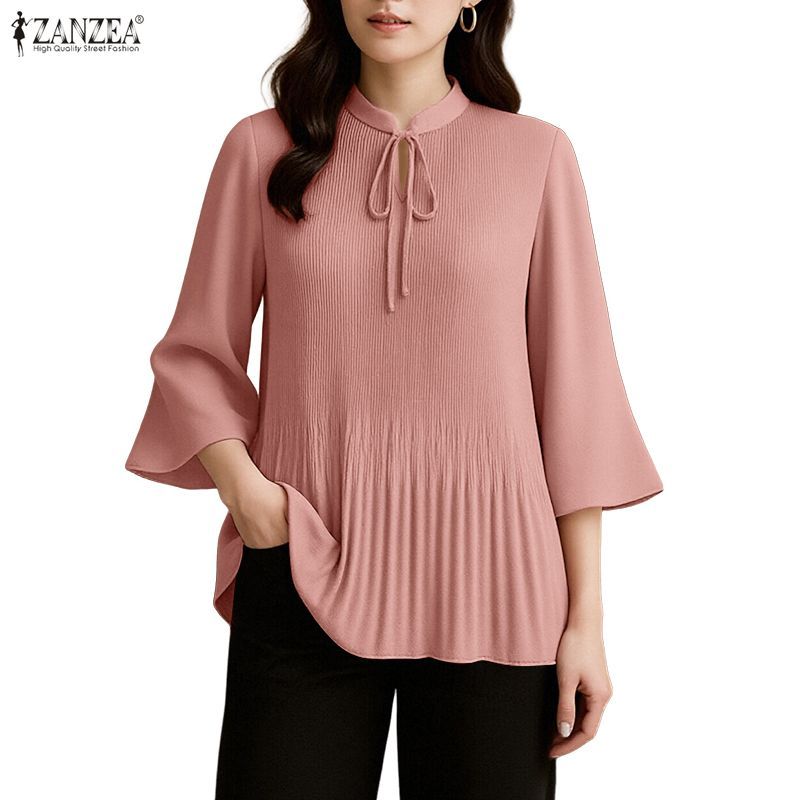 ZANZEA ซานเซีย เสื้อเบลาส์ทรงหลวมแขน 3/4 แบบลําลองเกาหลีสําหรับผู้หญิง — صورة 6