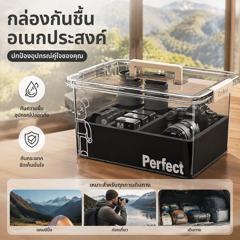 กล่องกันชื้น กล่องเก็บกล้อง ตู้กันความชื้น กันกระแทก ซีลแน่น กันฝุ่น เลนส์ DSLR อุปกรณ์กล้อง