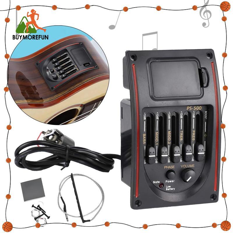[ซื้อเพิ่มเติมสนุก] ปิ๊กอัพกีต้าร์จูนเนอร์รงค์ดิจิตอล 5 Band EQ เครื่องขยายเสียงจอแสดงผล LCD สําหรับ