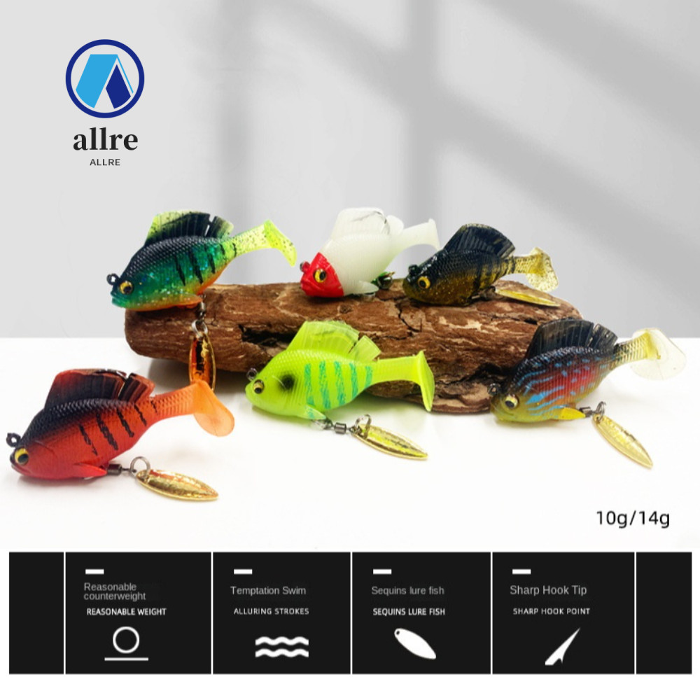 เหยื่อเบสอ่อน AERIDOK พร้อมตะขอตะกั่ว จิ๊กสลีปเปอร์สีเข้ม SwimBait เหยื่อตกปลาปลาเทราท์ Shad ประดิษฐ์