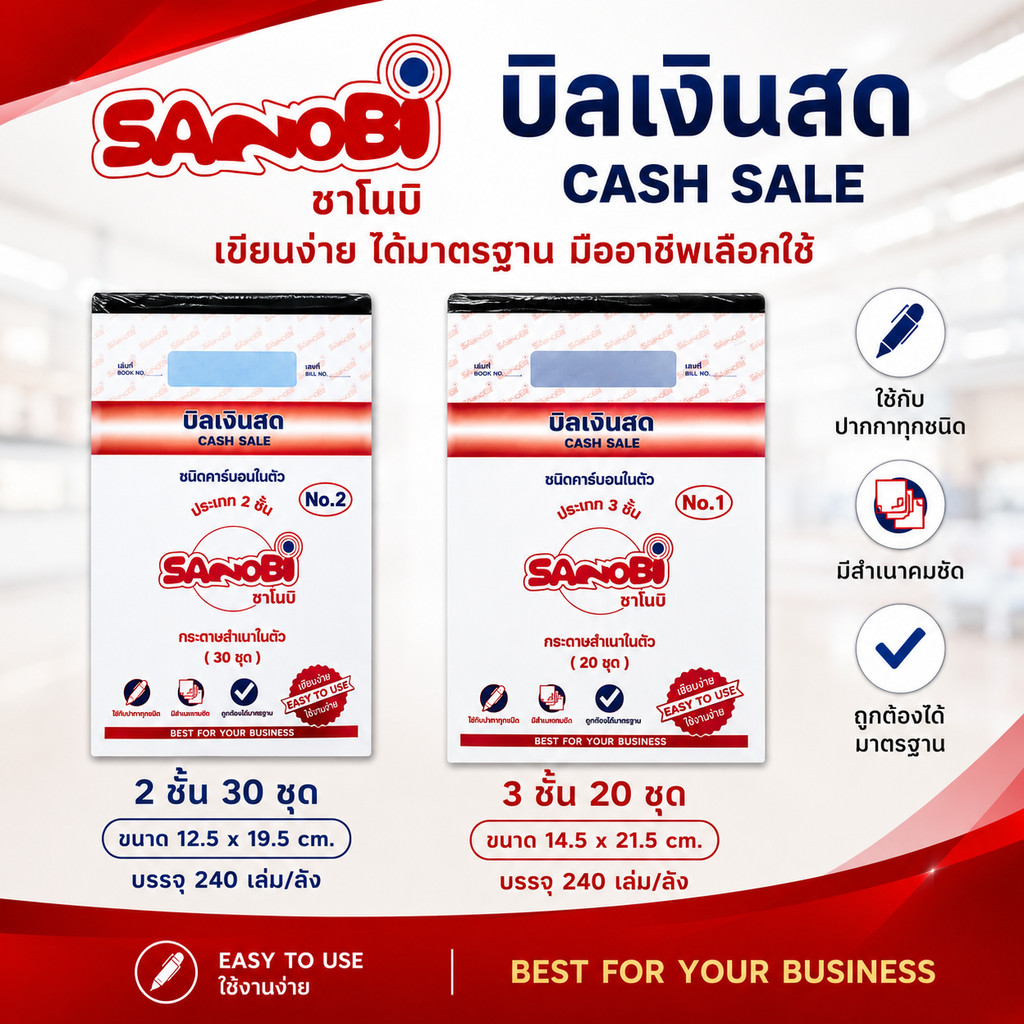 บิลเงินสด มีก๊อปปี้ในตัว คาร์บอนในตัว 2 ชั้นภาพถ่ายจากสินค้าจริง**