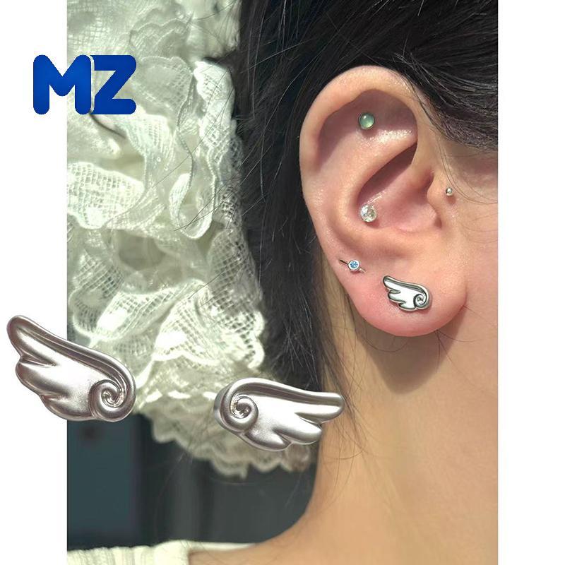 [MZ] ใหม่น่ารัก Frosted Angel Wings ต่างหูสตั๊ดสําหรับผู้หญิงแฟชั่น Y2k ต่างหูสตั๊ดเครื่องประดับของข
