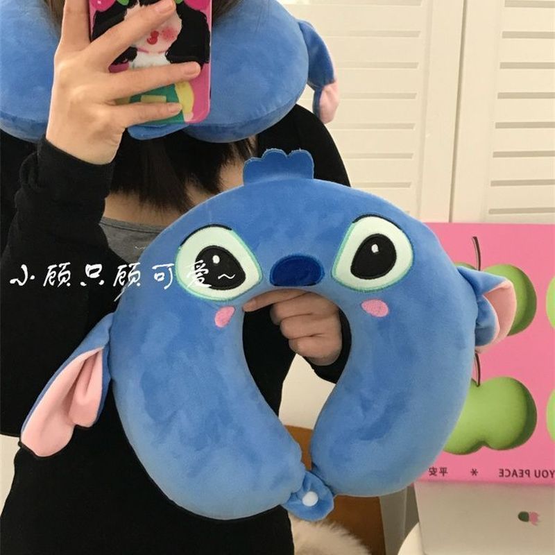 新款卡通史迪仔U型枕颈椎午睡头枕旅行靠枕便携飞机护颈脖子枕头Cartoon Nap Pillow Office Nap Pillow Portable Travel Neck Pillow Stude