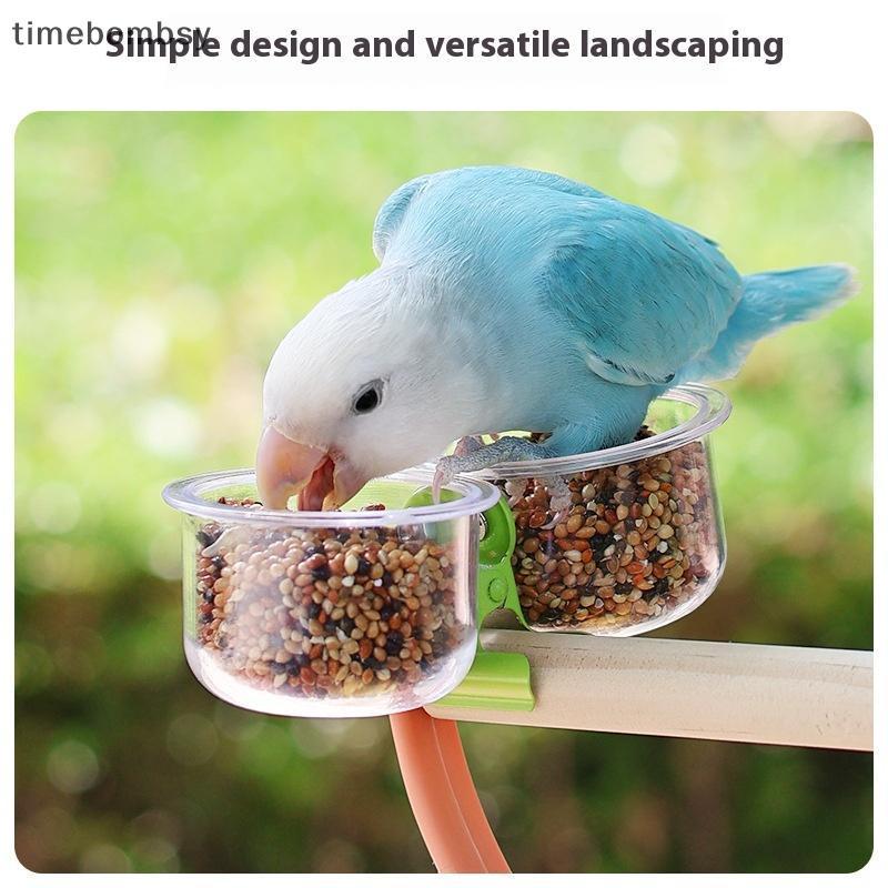 (time) นกแก้วชามอาหาร Feeder ถ้วยพร้อมคลิปสัตว์เลี้ยงขนาดเล็ก Bird Feeder ชามน้ํา Bird Cage Feeder สัตว์เลี้ยง Feeding อ่างล้างหน้า Braet อุปกรณ์เสริม (TH)