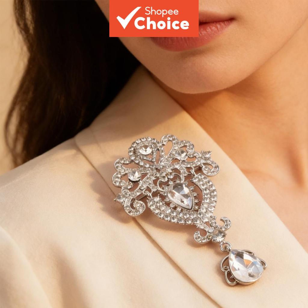 แฟชั่นใหม่ผู้ชายผู้หญิงแก้วเข็มกลัด Pin Crown คริสตัลผ้าพันคอคลิปสูท Lapel Pin