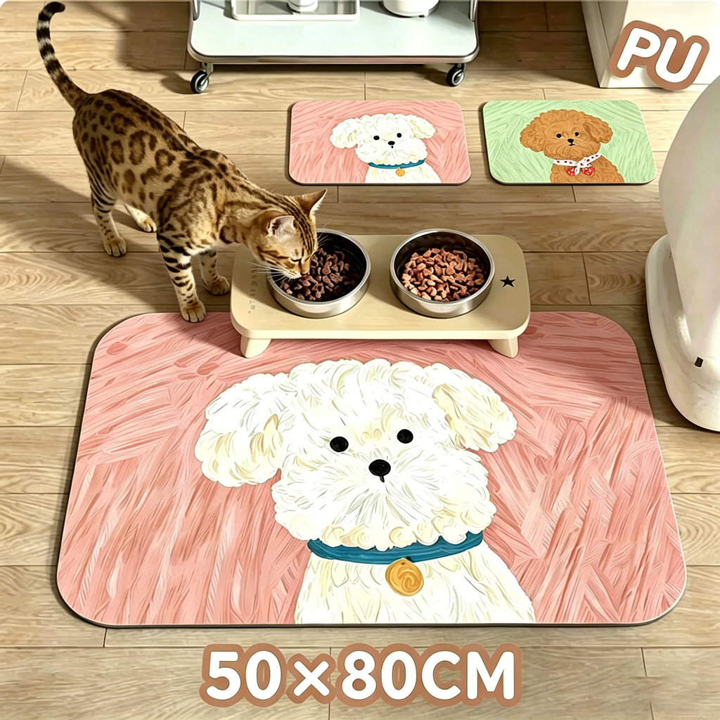 แผ่นรองชามให้อาหาร  แผ่นรองชาม หนัง PU (Easy Clean)