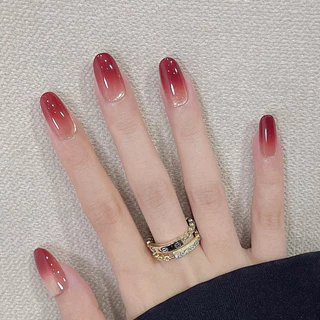 SOPHIAURA ฟรีกาวเล็บปลอมเล็บสั้นรูปร่างอัลมอนด์รูปไข่ Nude สีขาวสีชมพู Maroon Cat Eye