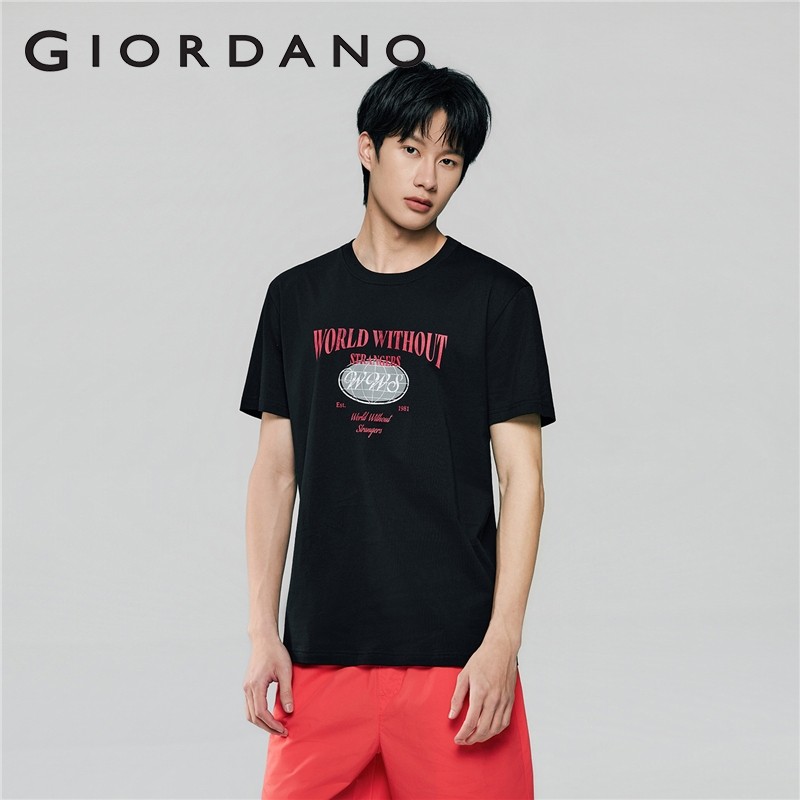 GIORDANO MEN Mens Cotton Slim Short Sleeve Print Tee (WWS) 0 01096313S-5XL