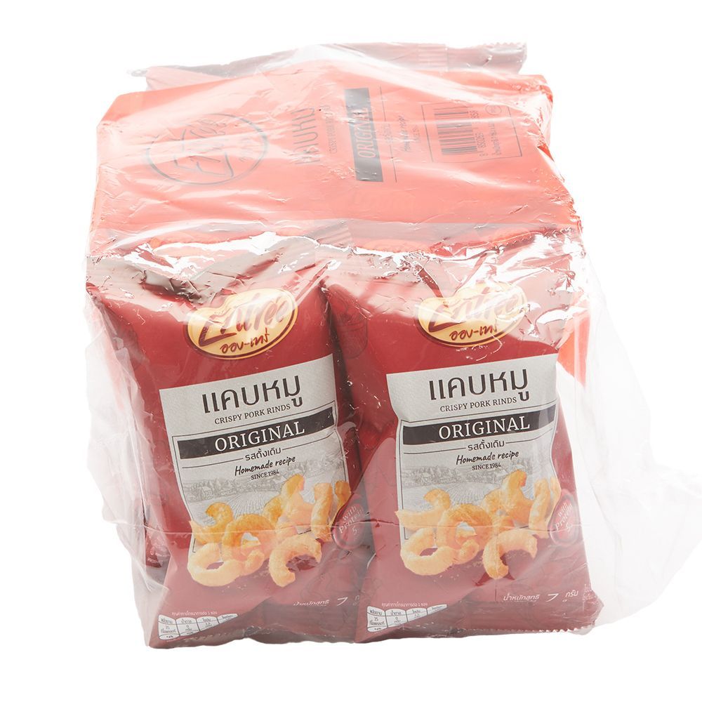 [สินค้าส่งด่วน] อองเทร่ แคบหมูทอดกรอบรสดั้งเดิม7ก.X12 ENTREE PORK RINDS 7 G.X12