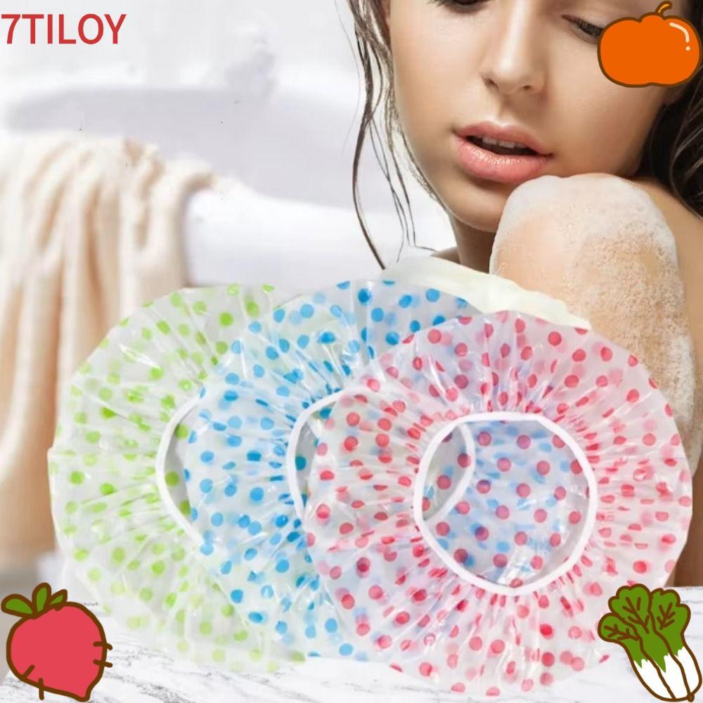 7TILOYSHOP หมวกอาบน้ํากันน้ํา, หมวกอาบน้ํากันฝุ่นป้องกันควัน, หมวกในครัวกันน้ํามันที่ทนทาน, ฝักบัวผมยาว