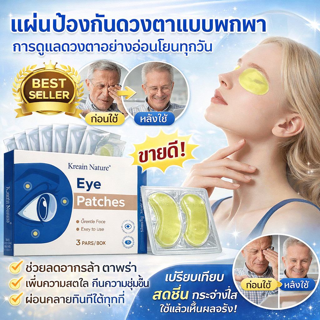 แผ่นมาส์กตา/แผ่นปิดตาให้ชุุ่มชื้นกระจ่างใสขึ้น/บำรุงรอบดวงตาให้ชุ่มชื้นและเย็นสบาย/บรรเทาอาการเมื่อยล้าของดวงตา