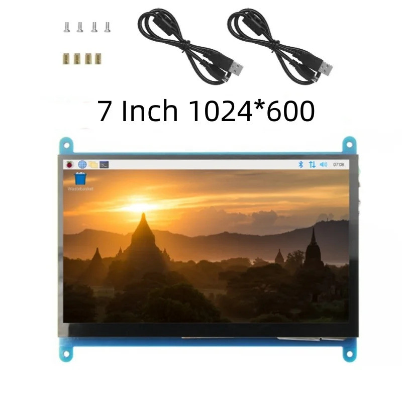 7 นิ้ว Raspberry Pi 4/3/2/B/B+/A+ Monitor 1024x600 IPS 5 จุดหน้าจอสัมผัสแบบ Capacitive ฟรีจอแสดงผล H