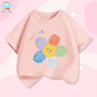 【ส่งจากกรุงเทพฯ】NFV KIDS เสื้อยืดแขนสั้นเด็ก🌸ใส่สบาย ลายดอกไม้การ์ตูนน่ารัก ระบายอากาศ ทรงหลวม ซึบซับเหงื่อ YG187