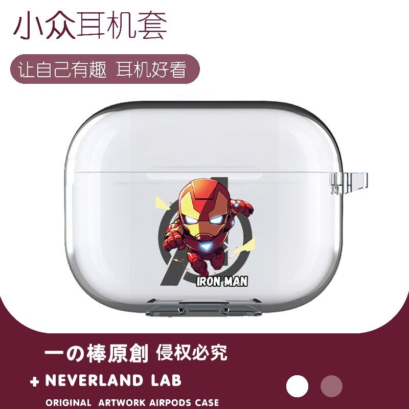 PX การ์ตูน Iron Man เหมาะสําหรับ airpodspro2 กรณี Apple 4 หูฟัง LinkBuds S คลิปโปร่งใส Sony XM5 Huaw