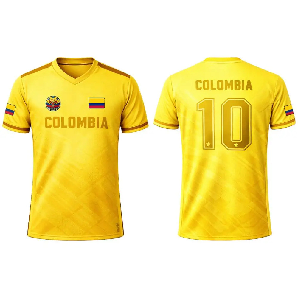 Colombia Flag 3D พิมพ์ Jersey ฤดูร้อนกีฬากลางแจ้ง Breathable แขนสั้นฟุตบอลการฝึกอบรม Top Unisex Casual V คอ Tee DWPM