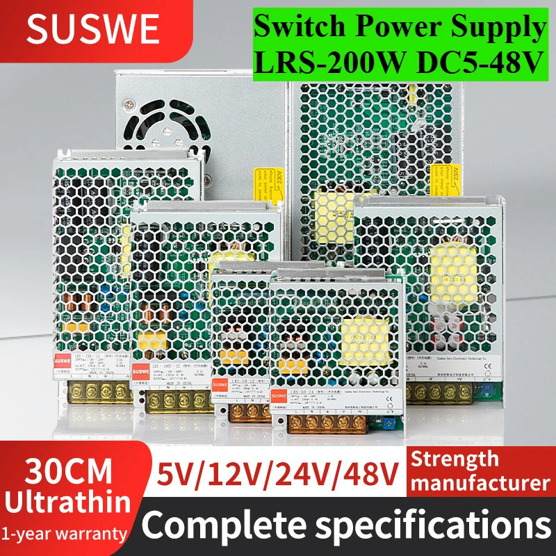 200W series LRS เอาต์พุตเดียวสวิทช์แหล่งจ่ายไฟ LRS-200 LRS-200-5 LRS-200-12 LRS-200-15 LRS-200-24 LR