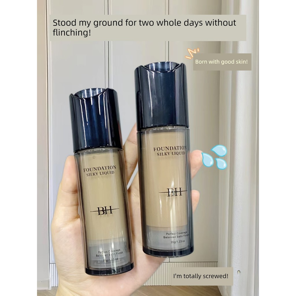 ครีมรองพื้น foundation [ซื้อ 1 ช็อต 2] BH Liquid Foundation คอนซีลเลอร์ติดทนนาน Non-Take-Off Makeup 