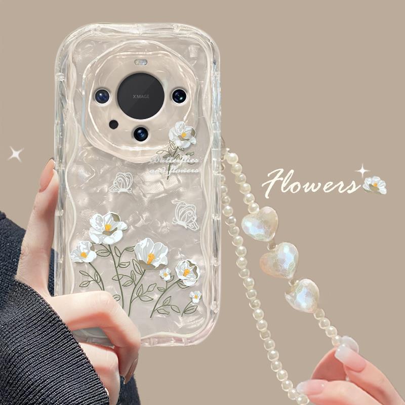 เหมาะสําหรับ Huawei mate60pro เคสโทรศัพท์ p50/30 สายดอกไม้ nova11/7 โปร่งใส Glory 100Readystock888