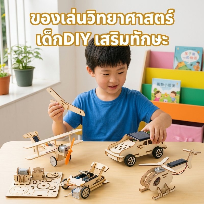 ของเล่นวิทยาศาสตร์ DIY ไม้ STEM ชุดมอเตอร์พลังงานแสงอาทิตย์รุ่นการศึกษาเด็กการเรียนรู้ประกอบ