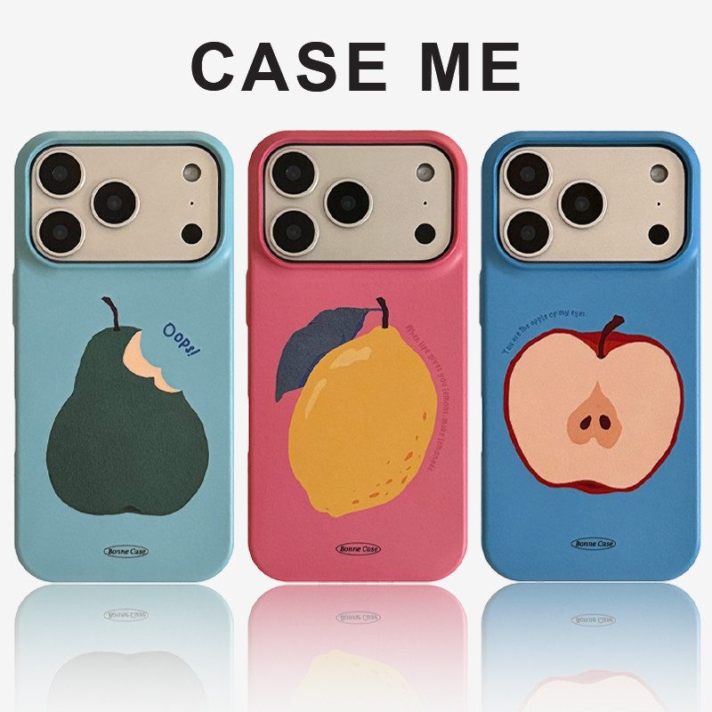 Macaron สีผลไม้รูปแบบ Pear Lemon Apple PC เคสโทรศัพท์สําหรับ iPhone 11 12 13 14 15 16 17Pro Max Xs Xr X 8 7 Plus Se2020 iPhone17air กันกระแทก Anti-drop ฝาหลัง