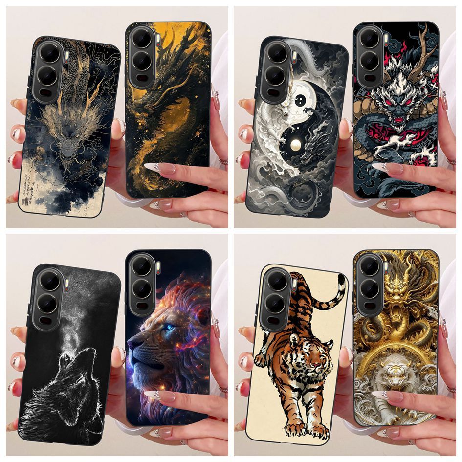 ปลอกสําหรับ Itel City 200 4G เคสโทรศัพท์ Cool Dragon Tiger Wolf การ์ตูนซิลิโคนสีดํานุ่มกันกระแทกสําห