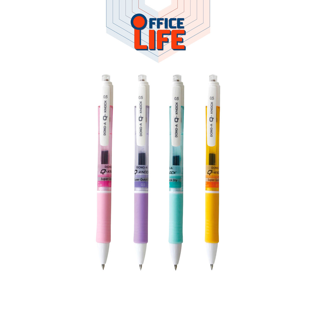 DONG-A (ดองอา) ปากกาเจล ปากกา รุ่น Q-KNOCK  ขนาดหัว 0.5 mm. หมึกน้ำเงิน ( 1 ด้าม / คละสี )