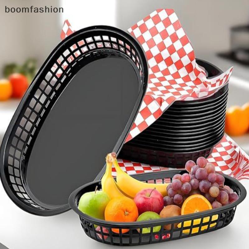 [BOOM] 20 ชิ้นถาดอาหารตะกร้าถาดพลาสติก Fast Food Burger Fries Chien ร้อนสุนัขขนมปังเสิร์ฟถาดตะกร้า T