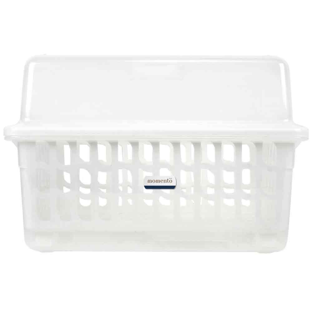 [สินค้าส่งด่วน] MOMENTOที่คว่ำจานพลาสติกมีฝาครอบสีขาว2400 MOMENTO DISH DRAINER WHITE 2400
