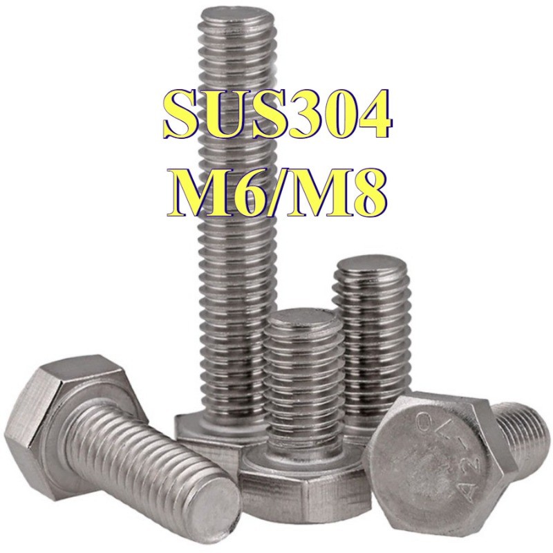 Bolt 304 สแตนเลสสตีลหกเหลี่ยมหัว Bolt DIN933 ด้ายหกเหลี่ยมสกรู Extension Bolt M6/M8 * L6 ~ 250 มม. SYW