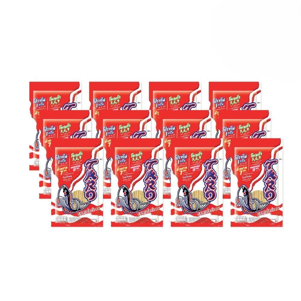 ทาโร่ปลาเส้นรสซูเปอร์แซ่บ 5ก.X12 TARO FISH SNACK HOT CHILLI 5G.X12