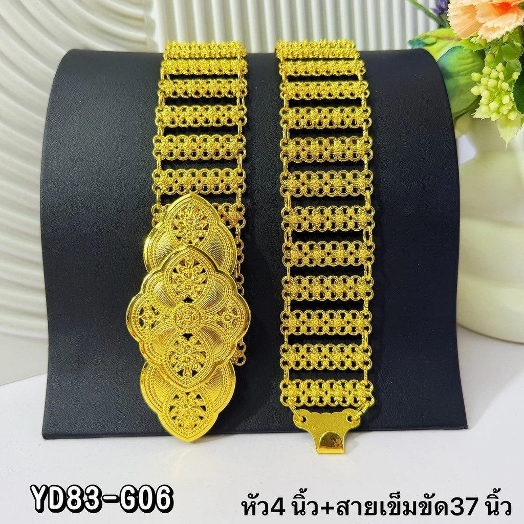 เข็มขัดชุดไทยสีทองสไตล์โบราณ หัวหลากแบบปรับได้ ใส่งานพิธี งานมงคล ใช้กับชุดไทยทุกแบบ พร้อมส่ง