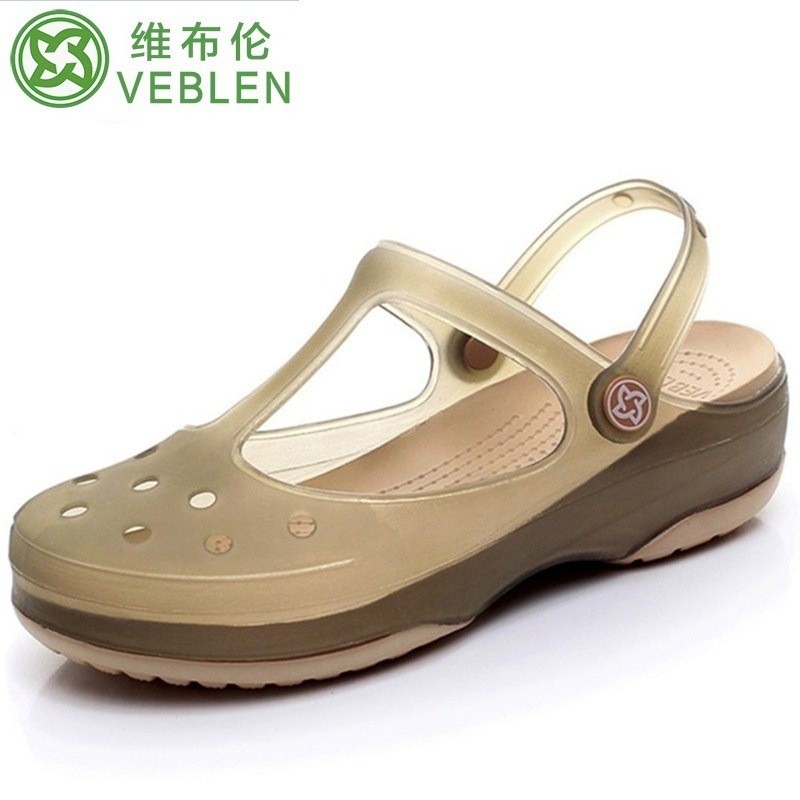 VEBLEN รองเท้าแตะเจลลี่ส้นแบนหนา Soled รองเท้าชายหาด สวมใส่ด้านนอก สําหรับริมทะเล
