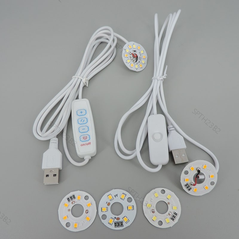 Warm white DC 5V 3W USB LED Lights 2835 ชิปสีเดียว สายไฟสวิตช์ หรี่แสงได้ TH23B2