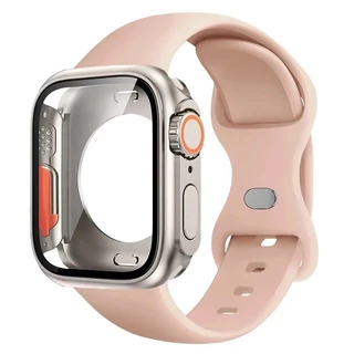 เคส พีซี เต็มรูปแบบ + สายซิลิโคนเข้ากันได้สําหรับ แอปเปิล ดู ชุด 11/10 46/42/45/44 มม. 40 มม. 41 มม. ชุด 9 8 7 6 5 กับ2 กับ3 4